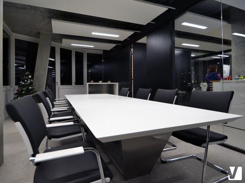 Tavolo da riunione contemporaneo - V-korr Creative Surface - in Solid Surface / rettangolare / professionale