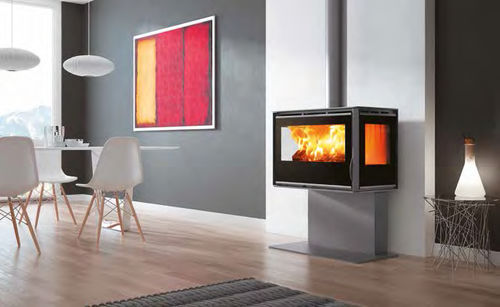 Stufa a legna - RA-85 PLUS - Carbel - da parete / a 3 facce / contemporanea