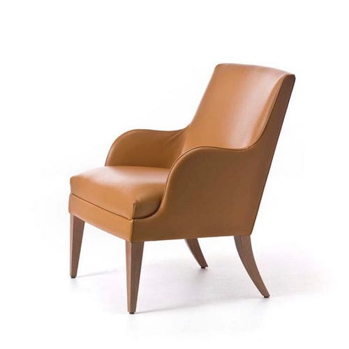 Poltrona contemporanea - ONDA - Very Wood - in pelle / in tessuto / marrone