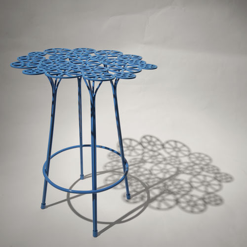 Sgabello da bar design originale - ESTRELA - A lot of Brasil - con supporto in acciaio / da giardino / blu