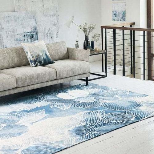 Tappeto contemporaneo - AKINA - INDIGO 8756 - Louis De Poortere - con motivi floreali / rettangolare / blu