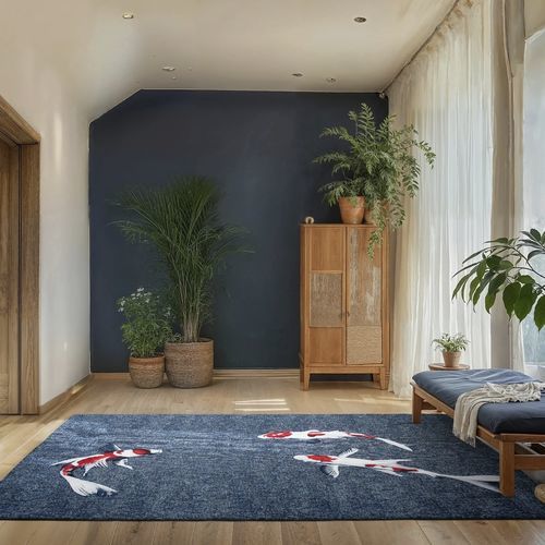 Tappeto contemporaneo - JAPANESE POND 9390 - Louis De Poortere - con animali / in poliestere / rettangolare