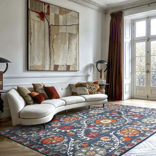 Tappeto contemporaneo - SUZANI - NORDIC 9730 - Louis De Poortere - con motivi floreali / in poliestere / in PET riciclato