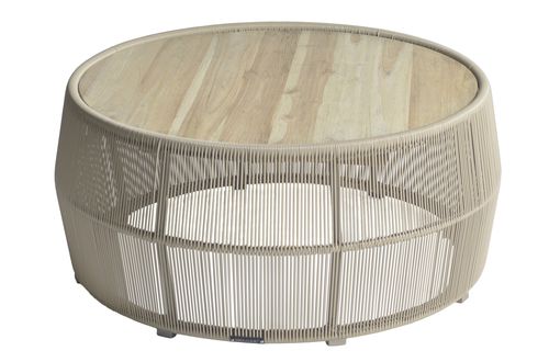Tavolino basso contemporaneo - ISLA - Max Luuk - in fibre sintetiche / in teak / rotondo