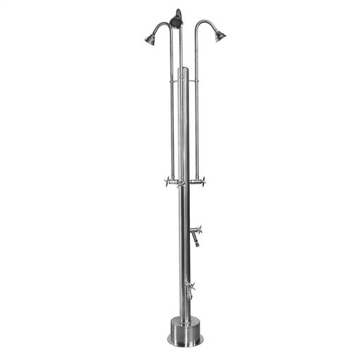 Colonna doccia da esterno - PS-3300-3X-CHV - Outdoor Shower Company - in acciaio inossidabile / su piede / classica