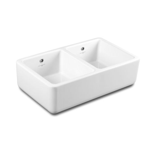 Lavello a 2 vasche - 2475 - Perrin & Rowe - senza gocciolatoio / in ceramica / a semi incasso