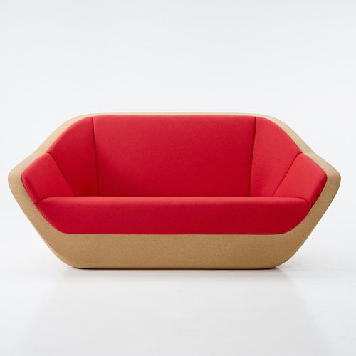 Divano contemporaneo - CORQUES - Per/Use - in tessuto / rosso / in sughero