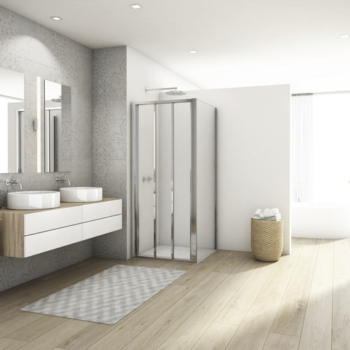 Parete doccia scorrevole - DIVERA D22S3+D22F1 - Ronal - d'angolo / in vetro Securit® / su misura