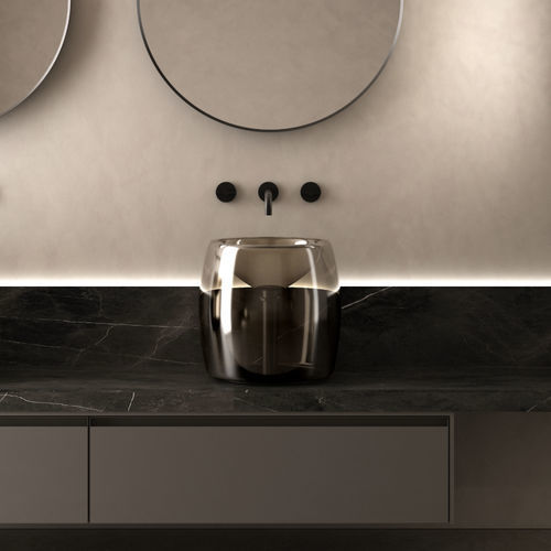 Lavabo da appoggio - TOSCA LV - Ronal - in vetro soffiato / trasparente / rotondo