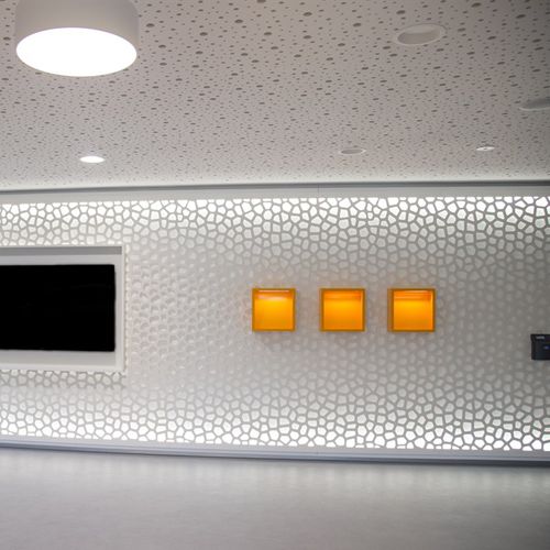 Rivestimento murale per interni - ENBW ELLWANGEN - Bruag Design Factory AG - testurizzato / perforato / per il settore terziario