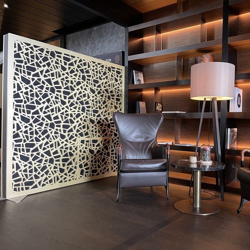 Separatore di spazi in legno - NOISE-VIRUS-CATCHER&reg; HOTEL VALS - Bruag Design Factory AG - per ufficio / per ristorante / per spazio pubblico