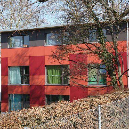 Rivestimento di facciata per facciata ventilata - FORMBOARD TOP PINE - KITA WINTERTHUR - Bruag Design Factory AG - in pannelli / in fibra di legno / liscio