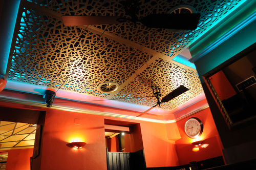 Pannello acustico per controsoffitto - KAKTUSBAR WIEN - Bruag Design Factory AG - in fibra di legno / rettangolare / perforato