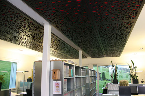 Pannello acustico per controsoffitto - OFFICE SPRECHER SCHNEIDER  - Bruag Design Factory AG - in MDF / rettangolare / perforato