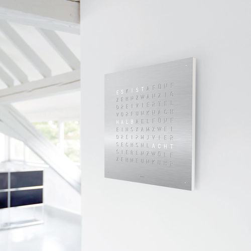 Orologio contemporaneo - EARTH 45 - qlocktwo - a muro / con schermo digitale LCD / in acciaio inossidabile