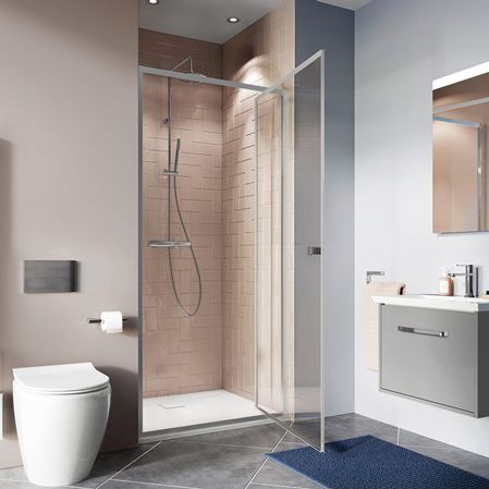Box doccia in vetro - CLEAR 6 - Crosswater - con porta pivotante / a nicchia