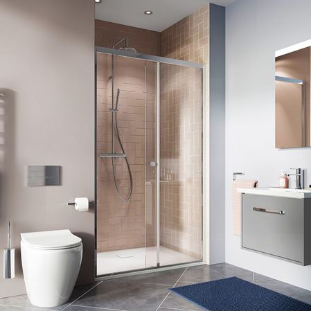 Box doccia in vetro - CLEAR 6 - Crosswater - con porta scorrevole / a nicchia