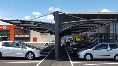 Tensostruttura su ossatura metallica - VEZOUL - Eugreb Invest - per tettoia di posto auto / con membrana in PVC / per parcheggio