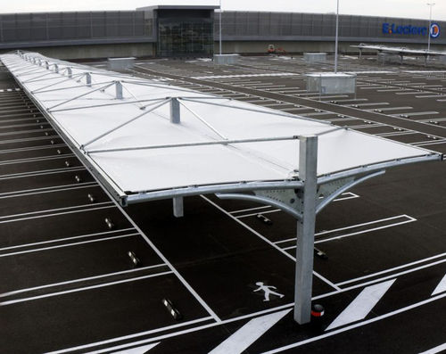 Tensostruttura su ossatura metallica - AVERMES - Eugreb Invest - per tettoia di posto auto / con membrana in PVC / per parcheggio