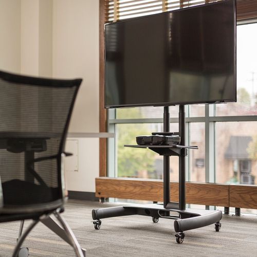 Supporto per TV da terra contemporaneo - FP2500 - Luxor - con moderno rotelle / in acciaio / contract