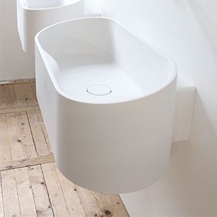 Lavabo sospeso - FUSE - NotOnlyWhite - in Cristalplant® / con piano integrato / fatto a mano