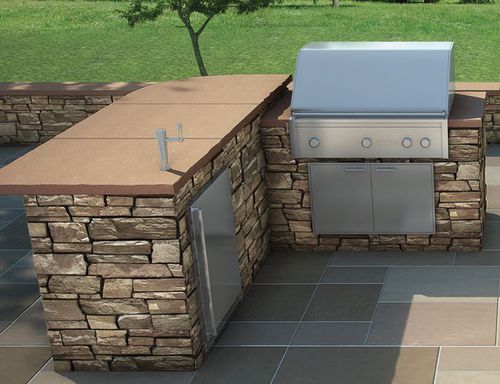 Cucina da esterno - SIGNATURE - shaw brick - classica / in calcestruzzo / con isola