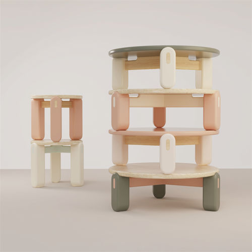 Tavolo d'appoggio contemporaneo - MONA - Mambo Unlimited Ideas - in quercia naturale / in travertino / con supporto in legno laccato