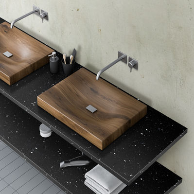 Piano di lavoro in laminato - SHOWER  - Greenlam Europe - per camera bianca / da bagno / nero