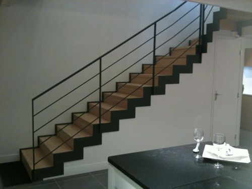 Scala a L - CHERBOURG - ESCALIER DESIGN 14 - con gradini in legno / con struttura in acciaio / contemporanea