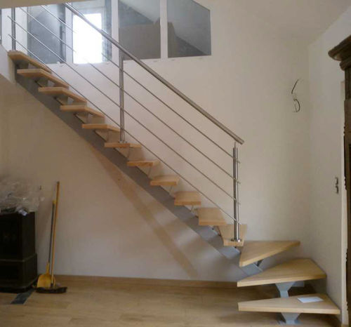 Scala dritta - NORMANDIE - ESCALIER DESIGN 14 - a L / con gradini in legno / con struttura in metallo