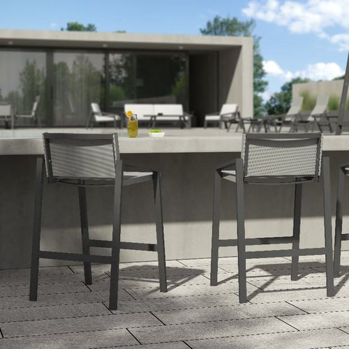 Sedia alta contemporanea - PULVIS - 10Deka - da esterno / in Textilene® / con supporto in alluminio