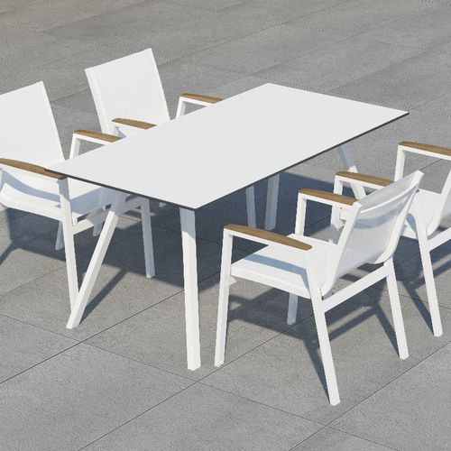 Tavolo da pranzo contemporaneo - AMELIA - 10Deka - in HPL / con supporto in alluminio / rettangolare