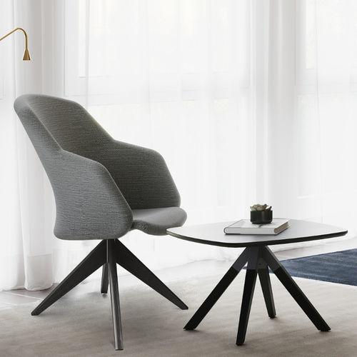 Tavolino basso contemporaneo - A-CROSS - burgessfurniture - in HPL / con supporto in HPL / rotondo