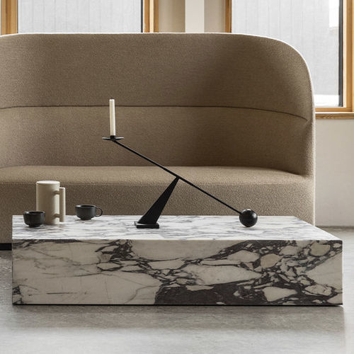 Tavolino basso contemporaneo - PLINTH GRAND - AUDO - in marmo / con supporto in marmo / rettangolare