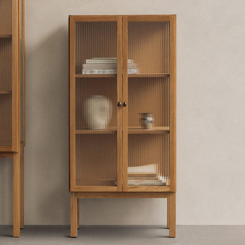 Vetrina contemporanea - CURIOSITY - AUDO - in vetro / in rovere / con porte battenti