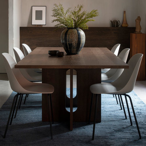 Tavolo da pranzo contemporaneo - ANDROGYNE  - AUDO - in rovere / impiallacciato in legno / con supporto in alluminio