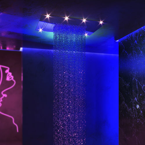 Soffione doccia da incasso a soffitto - ONE SPA TOP - Aquademy - rettangolare / con cromoterapia
