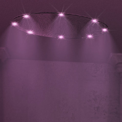 Soffione doccia da incasso a soffitto - ONE SPA - Aquademy - rotondo / a pioggia / con cromoterapia