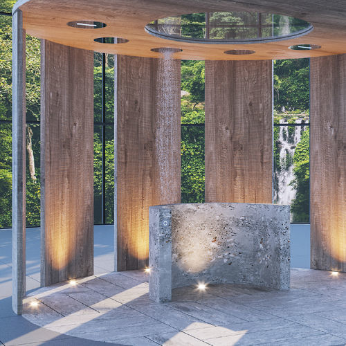 Soffione doccia da incasso a soffitto - PATH 30 TOP - Aquademy - rotondo / a pioggia / a cascata