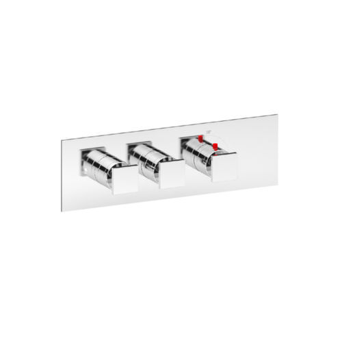 Miscelatore da doccia - SQUARE THERMO O2 - Aquademy - da parete / termostatico / in ottone cromato