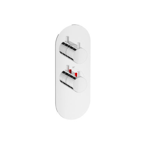 Miscelatore da doccia - ROUND THERMO V1 - Aquademy - da parete / termostatico / in ottone cromato
