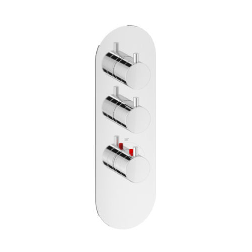Miscelatore da doccia - ROUND THERMO V2 - Aquademy - da parete / termostatico / in ottone cromato