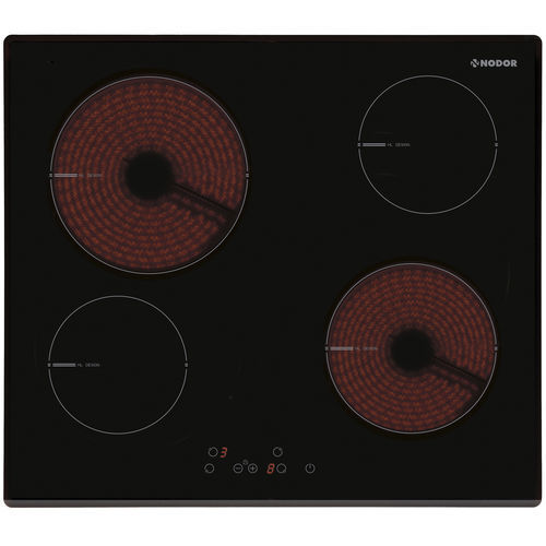 Piano cottura in vetroceramica - V 4060 BK - Nodor - elettrico / 4 fuochi / da incasso