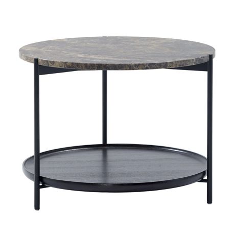 Tavolo d'appoggio contemporaneo - PLATEAU  - Adea - in pietra / con supporto in legno / rotondo