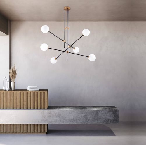 Lampadario contemporaneo - KEVIN  - SIKREA - in vetro / in metallo verniciato / da 6 lampadine