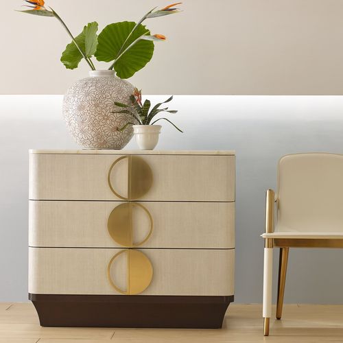 Cassettone contemporaneo - SOLSTICE - Baker Furniture Co. - in mogano / in ottone / in pietra