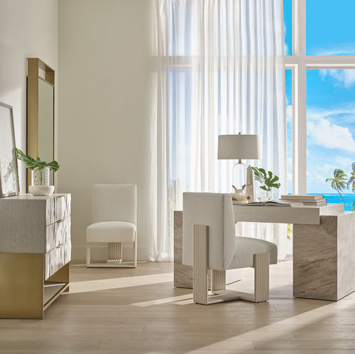 Scrivania design originale - BRIGHTON  - Baker Furniture Co. - in rovere / impiallacciata in legno / in marmo