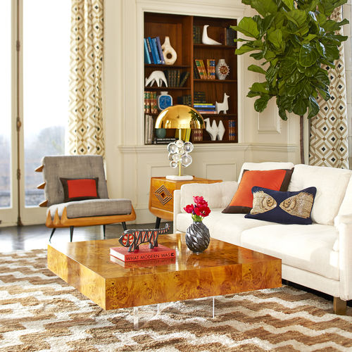 Tavolino basso contemporaneo - BOND - Jonathan Adler - in legno / in acrilico / quadrato