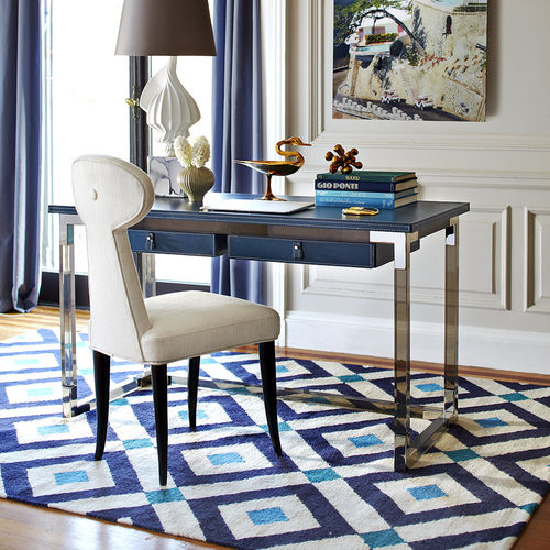 Scrivania classica - JACQUES - Jonathan Adler - in ottone / in pelle / in vetro acrilico