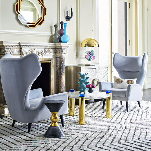Poltrona classica - MILANO  - Jonathan Adler - in velluto / in rovere / a orecchioni